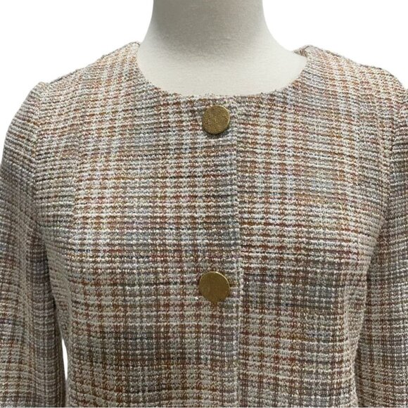 Messini MnTweed Plaid Metallic Blazer Classic Sophisticated Fall Winter Retro - Picture 11 of 11